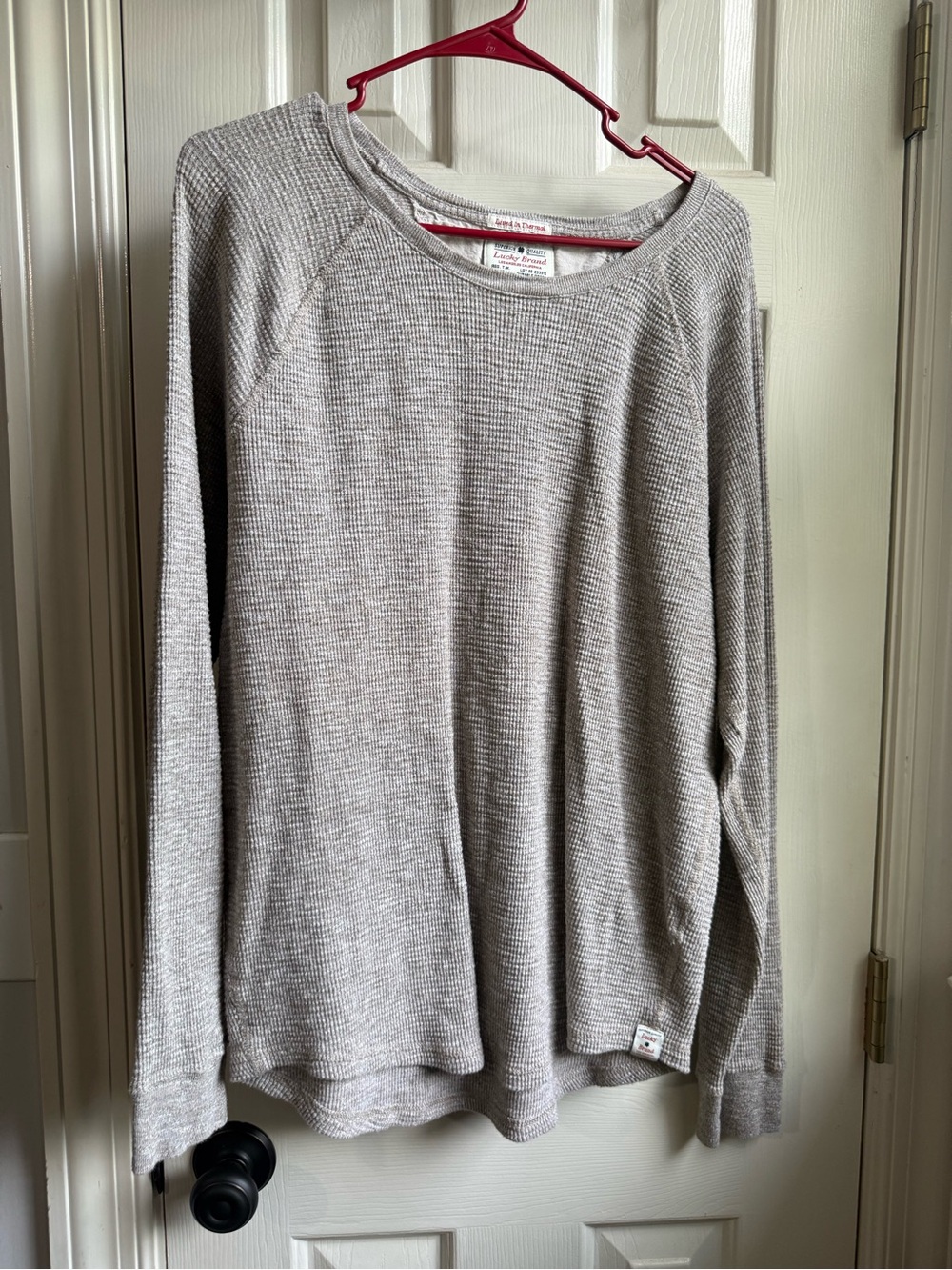 Lucky Brand tan Waffle-Knit Crew Sweater